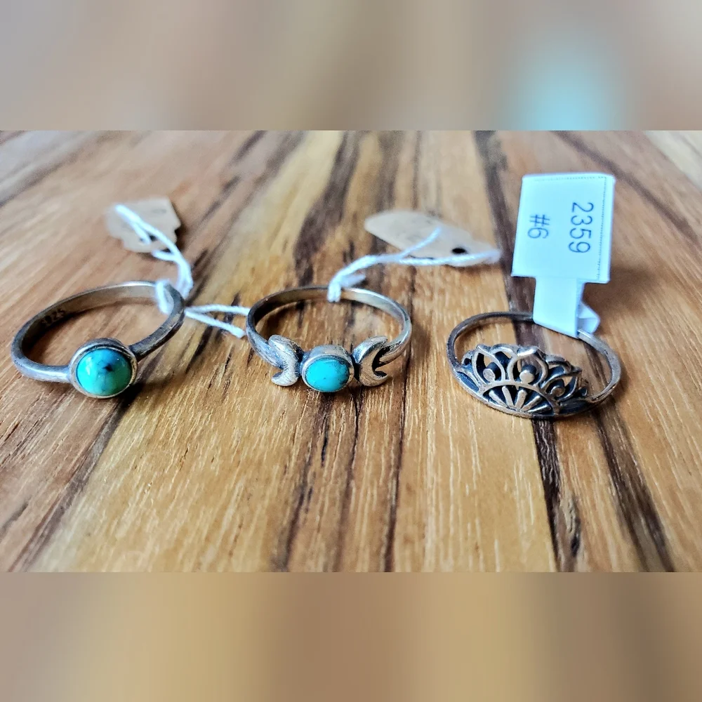 Silver Turquoise Ring Set - Picture 2 of 3